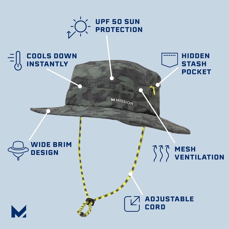 Mission Cooling Anywhere Boonie Hat - Unisex Wide-Brim Hat for Men & Women - Cools Up to 2 Hours - UPF 50 Sun Protection - Image 2